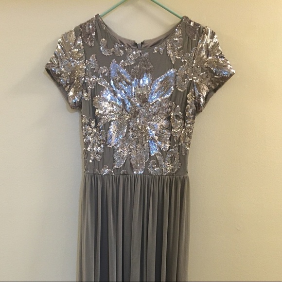 08 BETSY & ADAM Sequin Mesh A-Line Gown - Picture 7 of 16